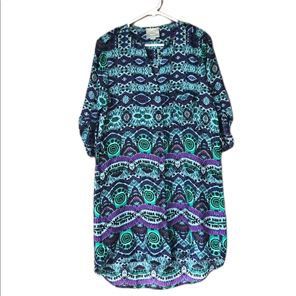 Anthropologie Maeve Ikat Shirt Dress-a9 - Picture 2 of 8